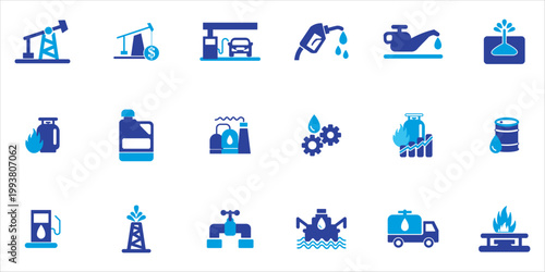 oil & gas icon set. gas, oil, lubricant, petrodollar and more. simple colored vector
