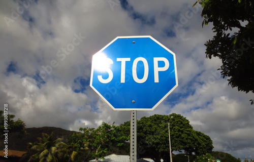 Quadro em tela Blue Stop Sign, Hawaii