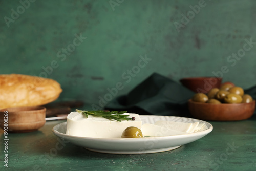 Plate with tasty feta chees...