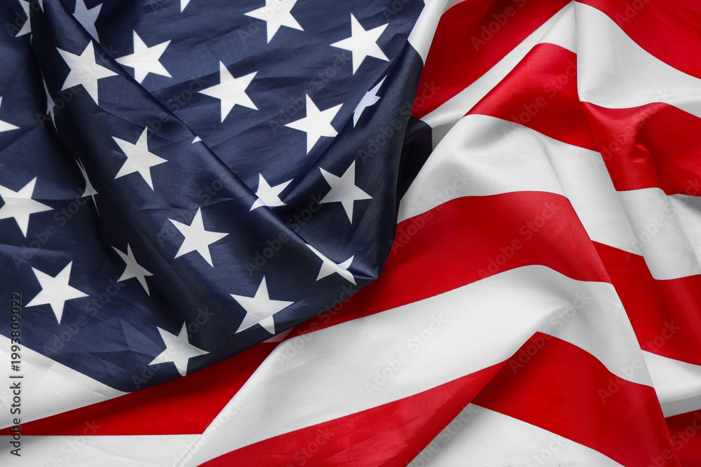 Fototapeta premium Flag of USA as background, closeup. Memorial Day celebration