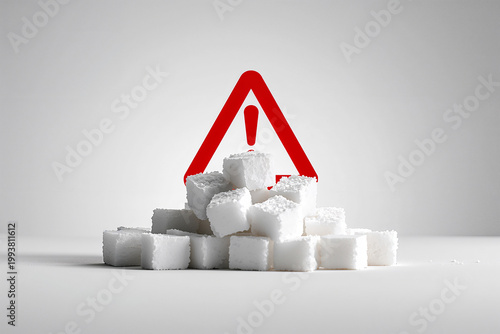 Sugar cubes showing health warning sign