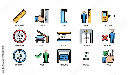 Measurement icons arranged in labeled grid on white background