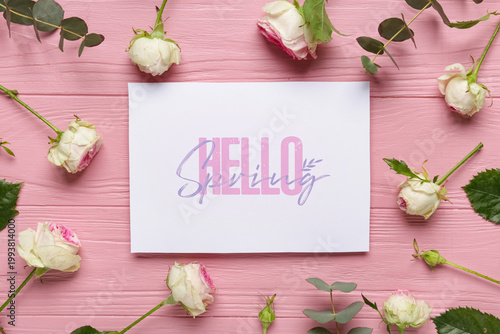 Greeting card with text HEL...