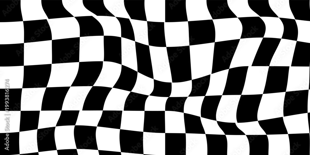 Obraz premium Dynamic racing finish background with waving checkered flag, high-speed motorsport concept, black and white grid pattern