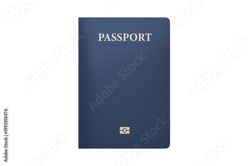Bild auf Leinwand Blank blue passport with biometric chip symbol on isolated white background