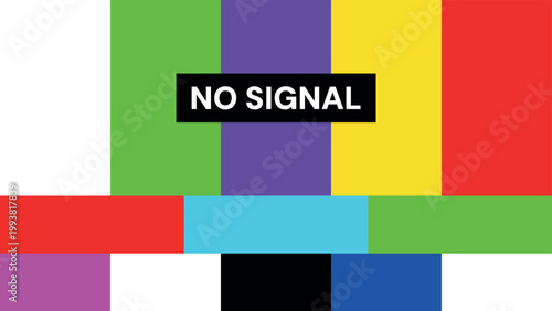 no signal screen color bars error message television broadcast interruption glitch test pattern retro tv background system failure alert display problem connection lost