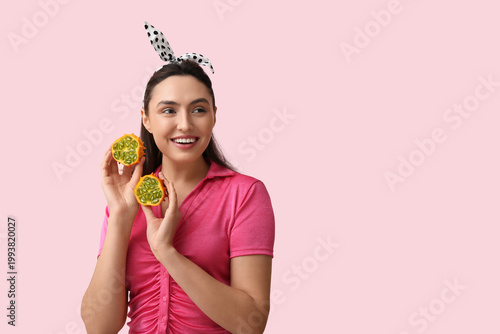 Happy young woman with tast...