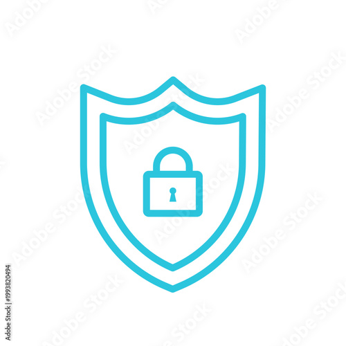 Data shield icon. Isolated on white background. Blue icon