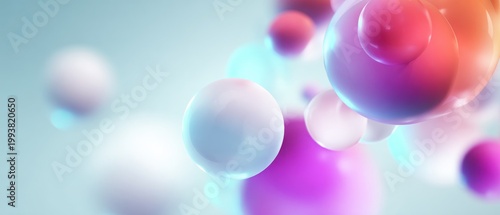 Abstract illustration of floating spheres with vibrant colors and soft focus