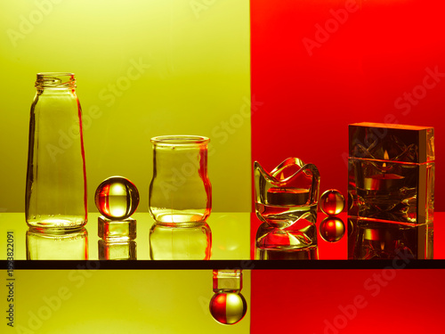 Still life with glass items