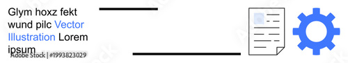 Automation systems, workflow optimization, digital tools, process integration, document services, technology. Linked document and gear icon. Automation systems and workflow optimization concept