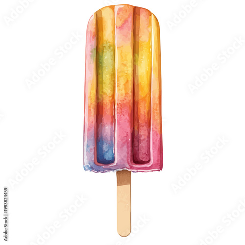 Tableau sur toile Popsicle, soft and charming watercolor, isolated on a white background, delicate and elegant style