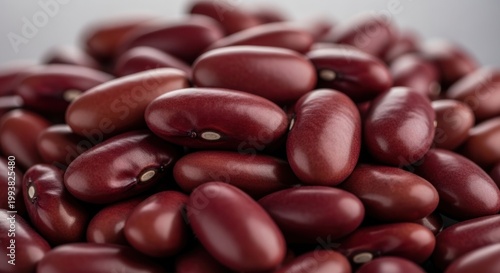 Close-up Macro Shot of Dried Red Kidney Beans Pile.