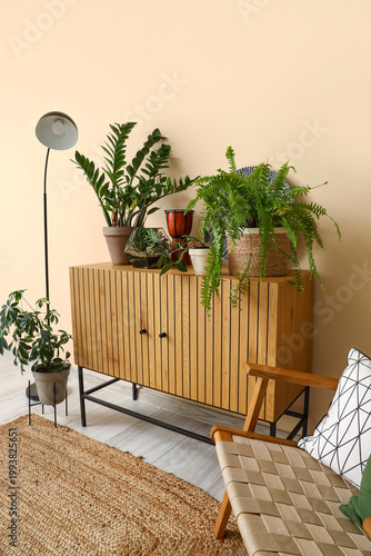 Green plants with drum on c...