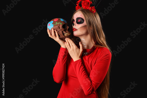 Young woman with painted sk...