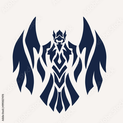 Stylized Tribal Phoenix Vector Illustration on White Background