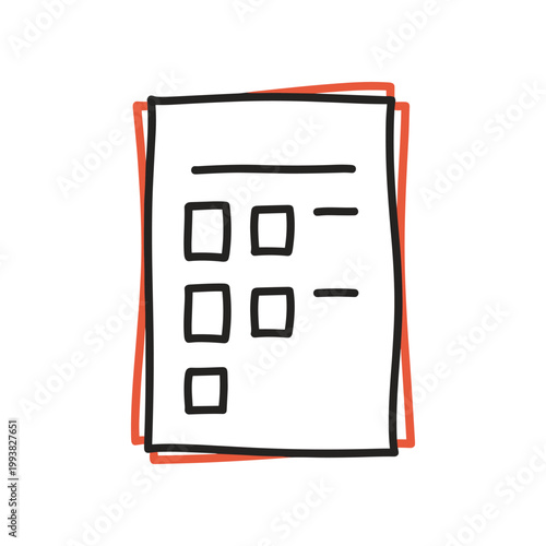 Hand-drawn Checklist Icon: To-Do List, Tasks, Survey, Planning, Simple Doodle Art