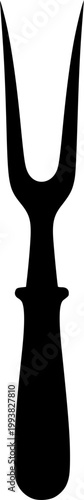 Black silhouette of a meat fork with two prongs and a handle
