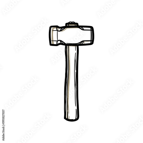 Hand Drawn Sledgehammer Illustration - Isolated on White Background