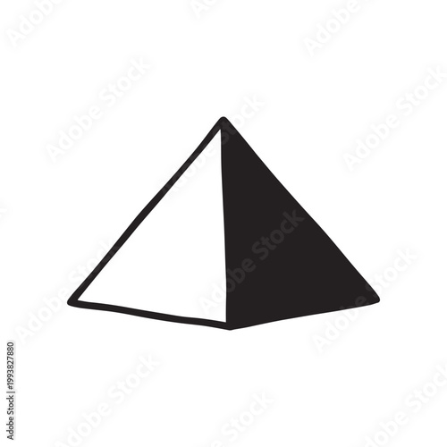 Geometric Pyramid Shape, Black and White, Abstract 3D Form