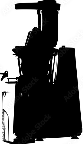 Black silhouette of a juicer with a glass, minimalist style, flat design
