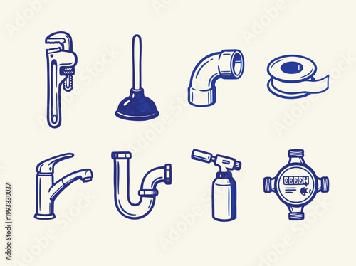 Plumbing Tools and Fixtures An Assortment of Essential Equipment.