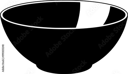 Black bowl silhouette isolated on white background
