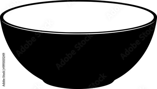 Black bowl silhouette isolated on white background
