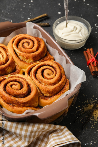 Baking dish with tasty cinn...