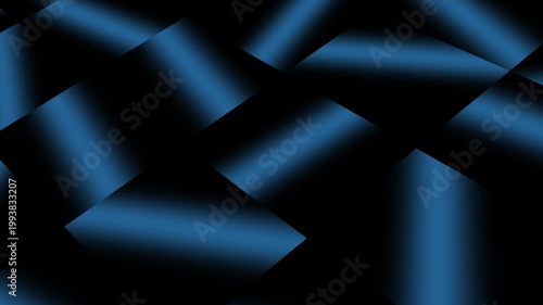 Abstract graphic background with 3D black and blue color gradient motion, seamless loop