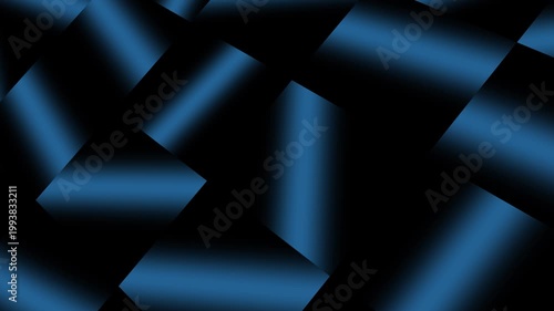Abstract graphic background with 3D black and blue color gradient motion, seamless loop
