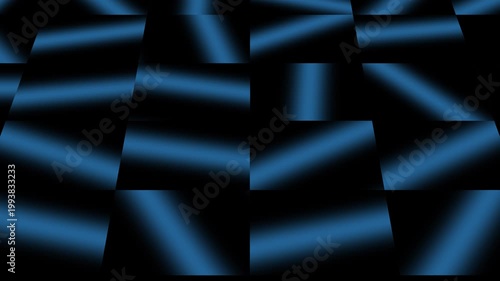Abstract graphic background with 3D black and blue color gradient motion, seamless loop