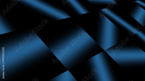Abstract graphic background with 3D black and blue color gradient motion, seamless loop