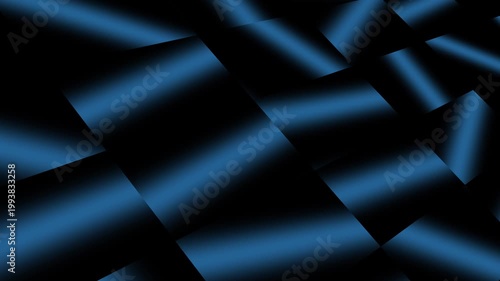 Abstract graphic background with 3D black and blue color gradient motion, seamless loop