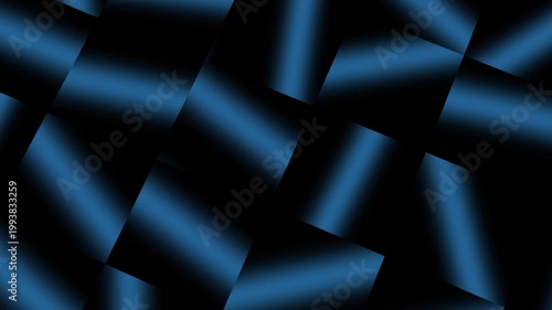 Abstract graphic background with 3D black and blue color gradient motion, seamless loop