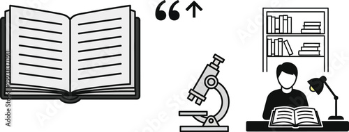 Books and scientific laboratory instruments facilitate academic research.