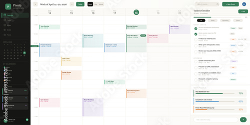 Schilderij op canvas Weekly Planner Calendar Dashboard for Productivity Workspace