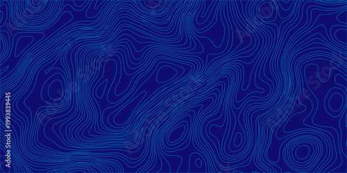 Blue abstract topographic map contour lines background. Vector wavy geographic terrain pattern for tech and design. high-quality abstract background featuring bright blue topographic contour lines