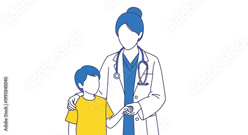 Caring doctor with child patient, symbolizing trust and healthcare support.