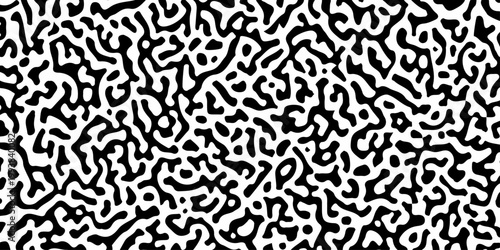 Seamless black and white organic Turing pattern, abstract reaction diffusion texture, liquid maze morphing background. A high-contrast, monochromatic abstract background, reaction-diffusion texture 