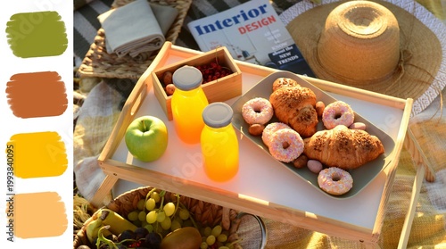 Picnic with tasty food and ...