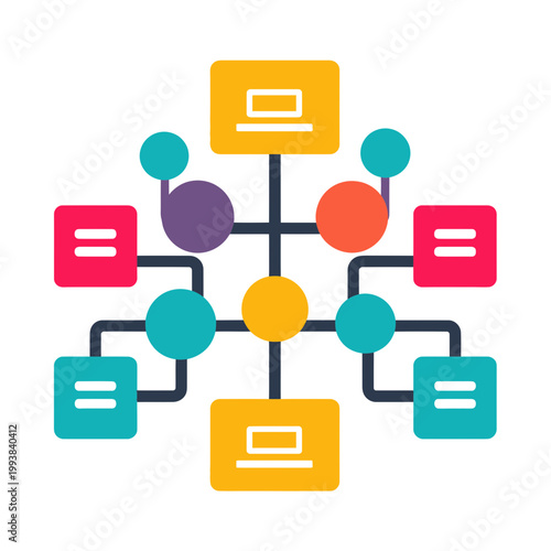 Colorful network diagram with connecting elements