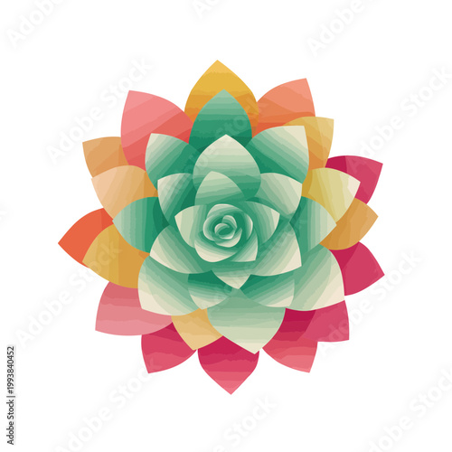 Colorful Succulent Plant Isolated on Transparent Background