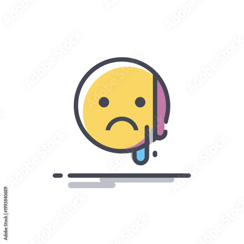 Sad Melting Face Emoji Icon Isolated