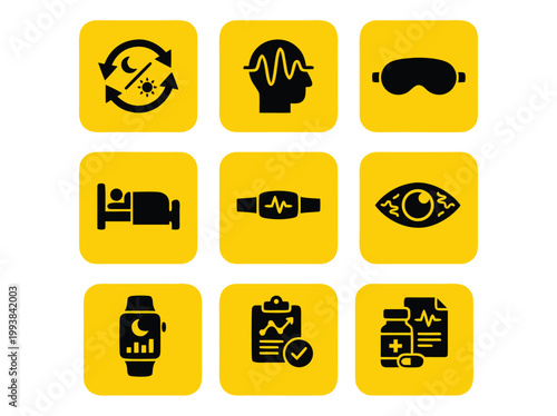 Sleep health icons set.