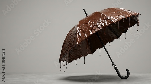 Payung Coklat Meleleh di Tengah Hujan: Konsep Surealis Tentang Kerentanan dan Perlindungan yang Gagal