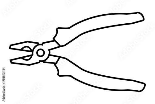 Pliers are linear, contour vector drawing.