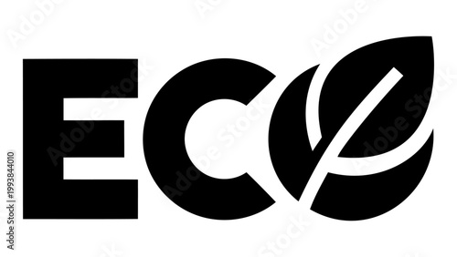 Eco logo design with leaf icon, creative typography for sustainable and environmentally friendly business isolated on wh