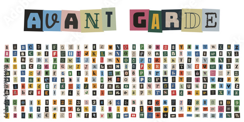 Erpresserbrief Alphabet im Ransom Note Stil, Bunte Buchstaben zum Ausschneiden