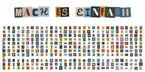 Erpresserbrief Alphabet Set, Mach es einfach Schriftzug, Ransom Note Buchstaben